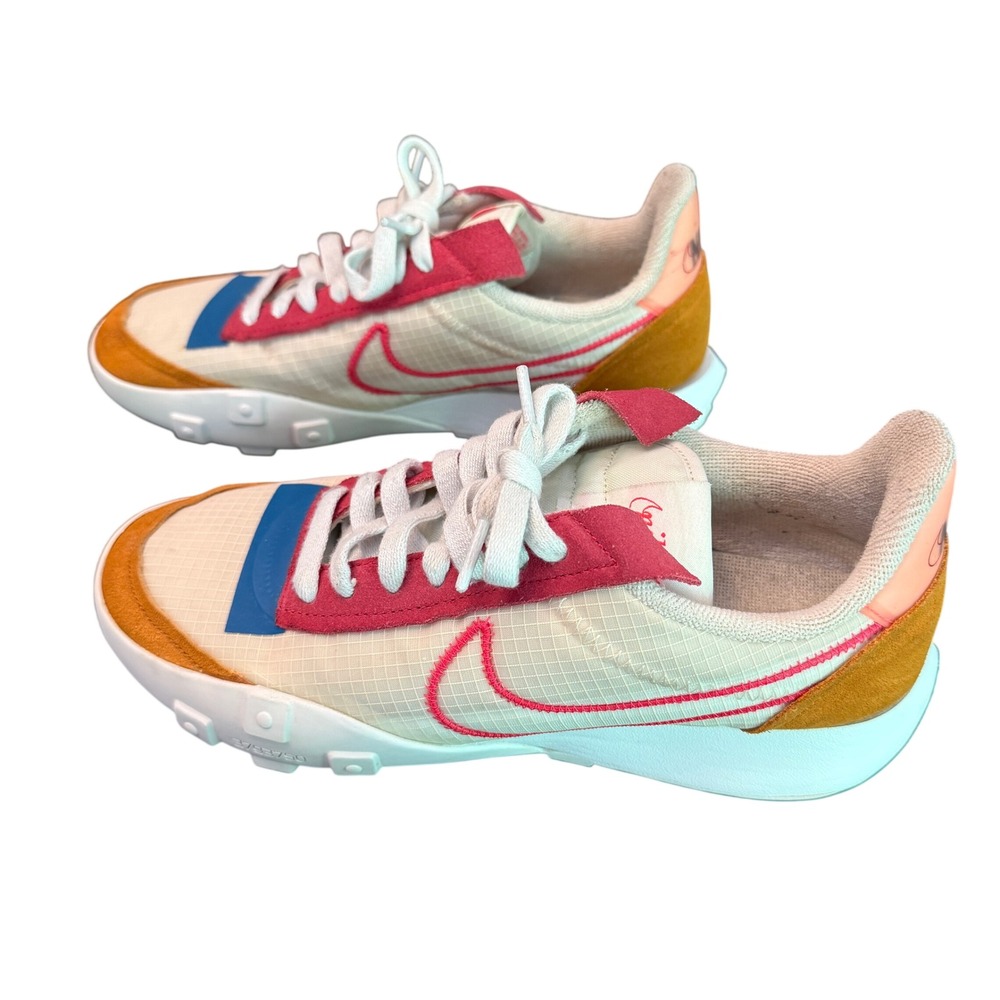Nike Waffle Racer 2X Womens Sneakers Summit White Red CK6647-101 Size 8.5